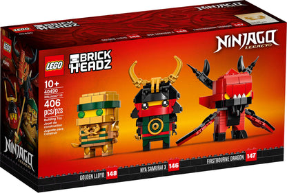 BrickHeadz: Ninjago 10 40490 Golden Lloyd, Nya Samurai X, and Firstbourne Dragon