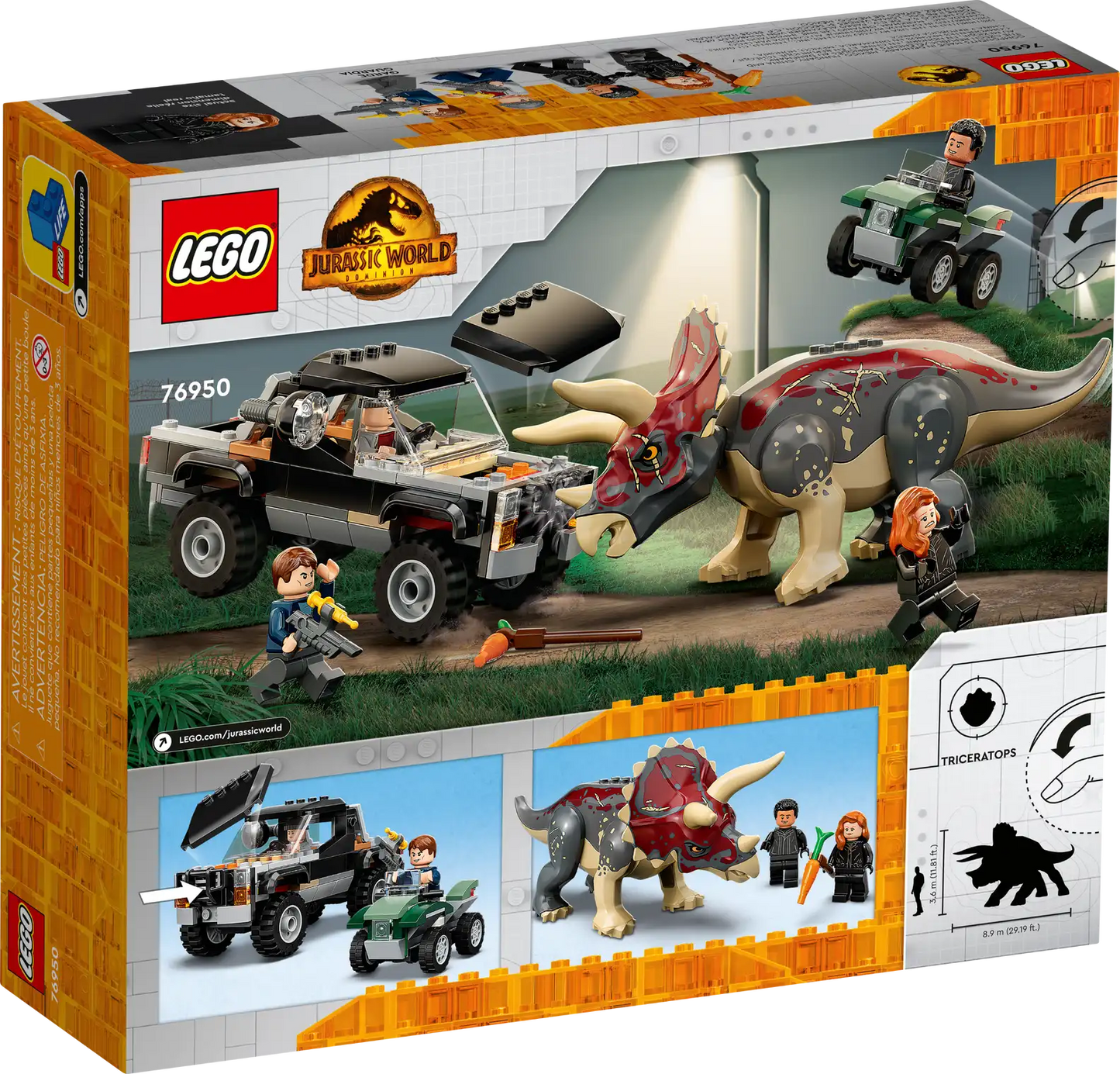 LEGO Jurassic World 76950 Triceratops Pickup Truck Ambush